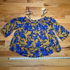H&M Conscious Size 2 Women’s Blouse Blue and Yellow Floral